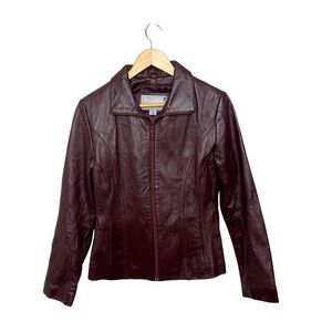 Wilson’s Leather | Burgundy Leather Zip Up Jacket